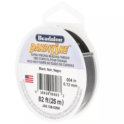 0.13mm Dandyline braided nylon thread - Black x25m