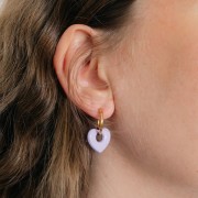 16x18mm Brass heart pendant - Lilac x1