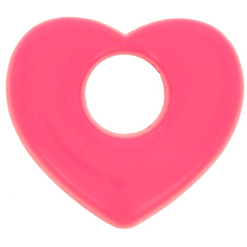 16x18mm Brass heart pendant - Neon pink x1