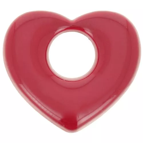 16x18mm Brass heart pendant - Red x1