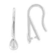 925 Sterling Silver Tear drop Pendant holder earwires 21mm x2