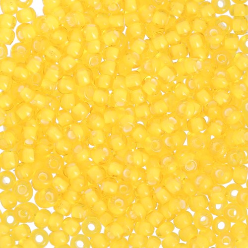 Preciosa Seed Beads 11/0 2 mm - Transparent Yellow Amber Lined Chalk White x 20 g