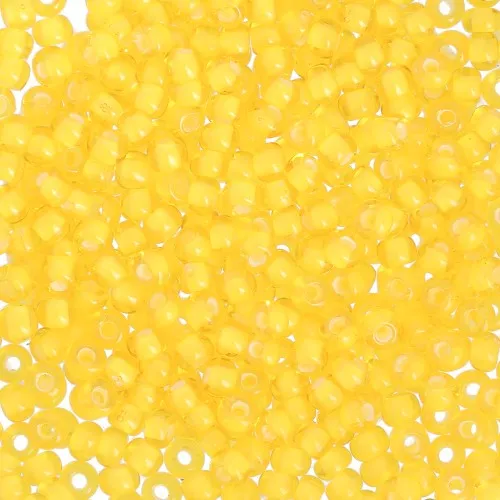 Preciosa Seed Beads 11/0 2 mm - Transparent Yellow Amber Lined Chalk White x 20 g