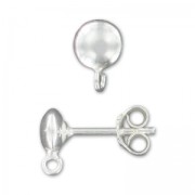 925 Sterling Silver Earstud with 6mm Halfball and loop x2