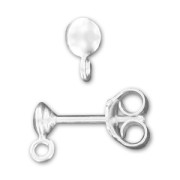925 Sterling Silver Earstud with 4mm Halfball and loop x2|raw }}