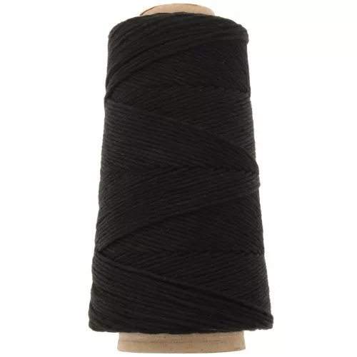 Organic Cotton Détox XL combed macramé cotton cord spool - Black x200 m