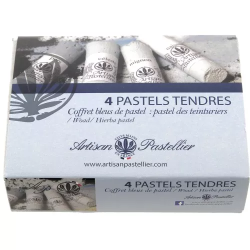 Set of 4 soft pastels - Bleus de pastel - Pastel des teinturiers x1