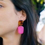 28x22mm Trapeze pendant in translucent resin - Lavender marble x1