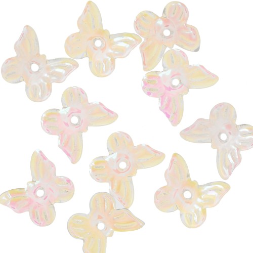 9.5x11mm Butterfly-shaped beads - Transparent AB effect x10