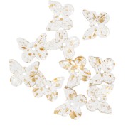9.5x11mm Butterfly-shaped beads - Transparent - Speckled Gold x10