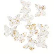 9.5x11mm Butterfly-shaped beads - Transparent - Speckled Gold x10