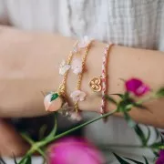 9.5x11mm Butterfly-shaped beads - Transparent - Speckled Gold x10