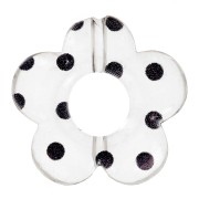 19mm clear acrylic flower beads - Black dots x4