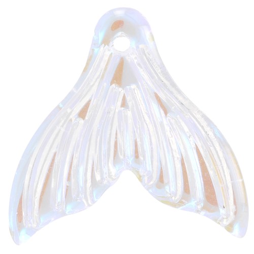19x20mm Glass Fishtail Pendant - Transparent AB effect x10