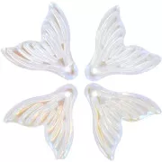 19x20mm Glass Fishtail Pendant - Transparent AB effect x10