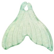 19x20mm Glass Fishtail Pendant - Iridescent Turquoise - Gold x10