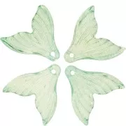 19x20mm Glass Fishtail Pendant - Iridescent Turquoise - Gold x10