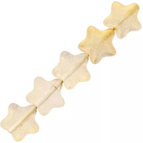 8mm Glass star beads - Transparent - Gold glitter x10