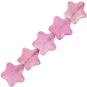 8mm Glass star beads - Fuchsia - Gold glitter x10