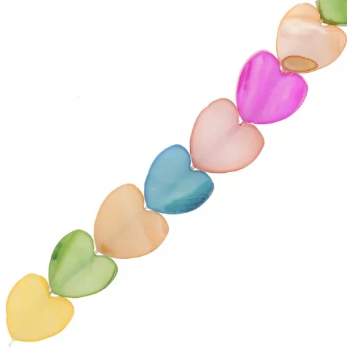 11mm Mother-of-pearl heart beads - Multicolored x39cm
