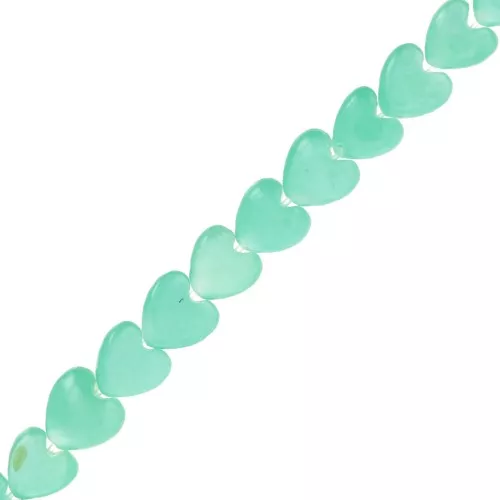 6mm Mother-of-pearl heart beads - Turquoise x39cm