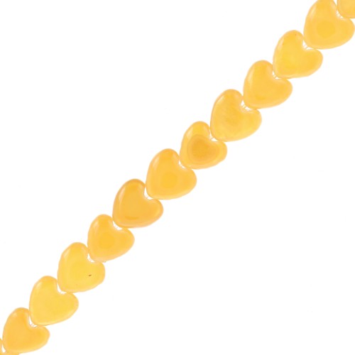6mm Mother-of-pearl heart beads - Yellow x39cm