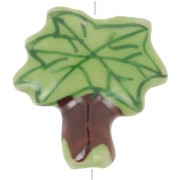 22x21mm Ceramic Palm Bead - Green - Dark brown x1|raw }}