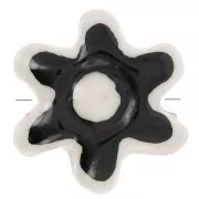 16mm Ceramic flower bead - Black - White x1