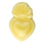 Mexican Ex-voto Ceramic Heart Bead, 15x10 mm - Iridescent Yellow x1