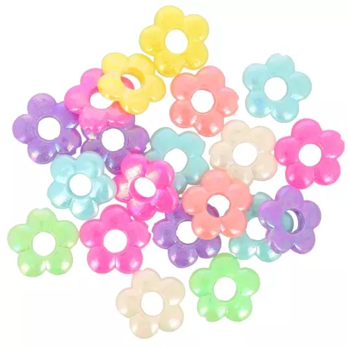 Assortment of 19mm acrylic flower beads - Multicolored AB effect x20