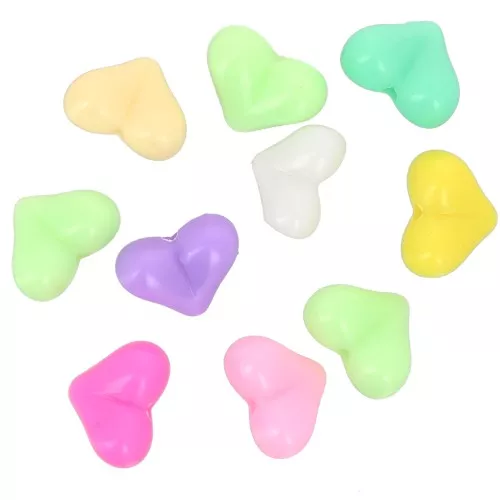 11x15mm Acrylic heart beads set - Multicolored Pastel x10