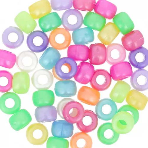 9x6mm Assortment of large hole beads - Pony beads - Pearly Multicolored x50