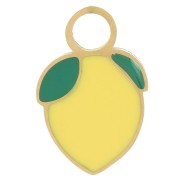 11.5x7.5mm 316L stainless steel and Epoxy resin Lemon charm - Gold - Yellow x1|raw }}