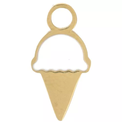 13x6.5mm 316L stainless steel Ice cream charm Epoxy resin - Gold - White x1