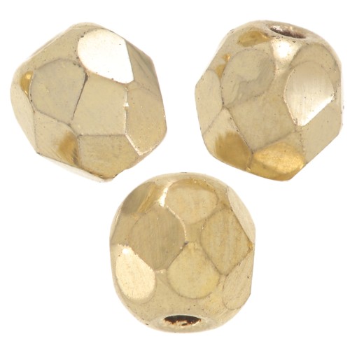 Fire Polished faceted round beads 4mm 24k Gold plated  x50