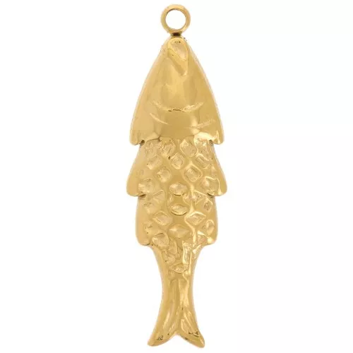 22.5x6.5mm Stainless steel 316L Fish charm - Gold x1