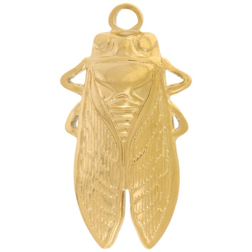 30x16mm 316L Stainless Steel Cicada Pendant - Gold Tone x1