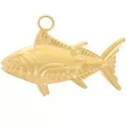 19x29mm 316L stainless steel Fish pendant - Gold Tone x1