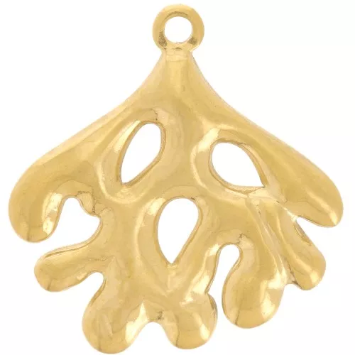 22x21mm 304L stainless steel Coral pendant - Gold x1