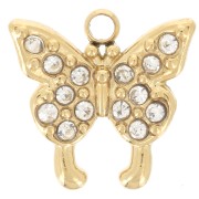 10mm 304L stainless steel butterfly charm with zirconium oxides - Gold x1|raw }}