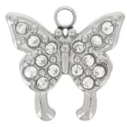 10mm 304L stainless steel butterfly charm with zirconium oxides x1