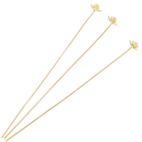 50x0.5mm Flower-shaped head pins - Gold x10