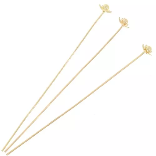 50x0.5mm Flower-shaped head pins - Gold x10