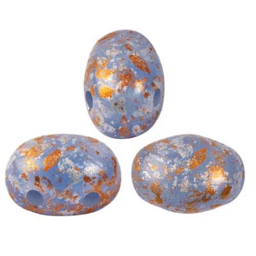 7x5mm Glass beads Samos® by Puca® Blue Opal Tweedy x10g