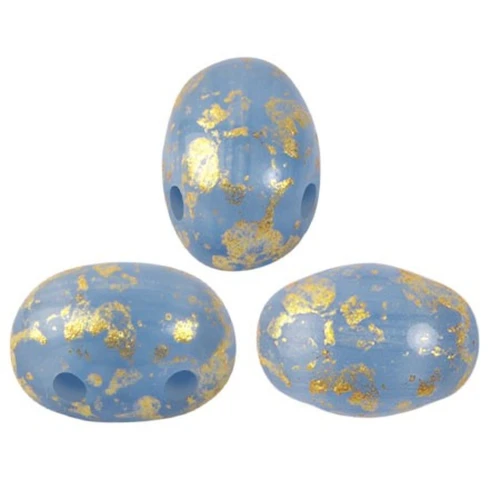 7x5mm Glass beads Samos® by Puca® Blue Opal Gold Splash x10g