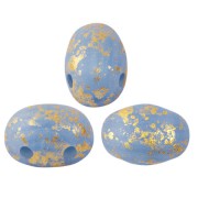 7x5mm Glass beads Samos® by Puca® Blue Opal Mat Gold Splash x10g|raw }}