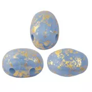 7x5mm Glass beads Samos® by Puca® Blue Opal Mat Gold Splash x10g