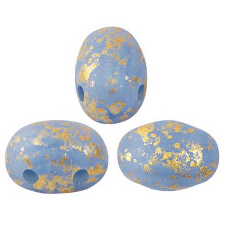 7x5mm Glass beads Samos® by Puca® Blue Opal Mat Gold Splash x10g