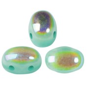 7x5mm Glass beads Samos® by Puca® Blue Green Opal AB x10g|raw }}
