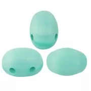 7x5mm Glass beads Samos® by Puca® Blue Green Opal Mat x10g